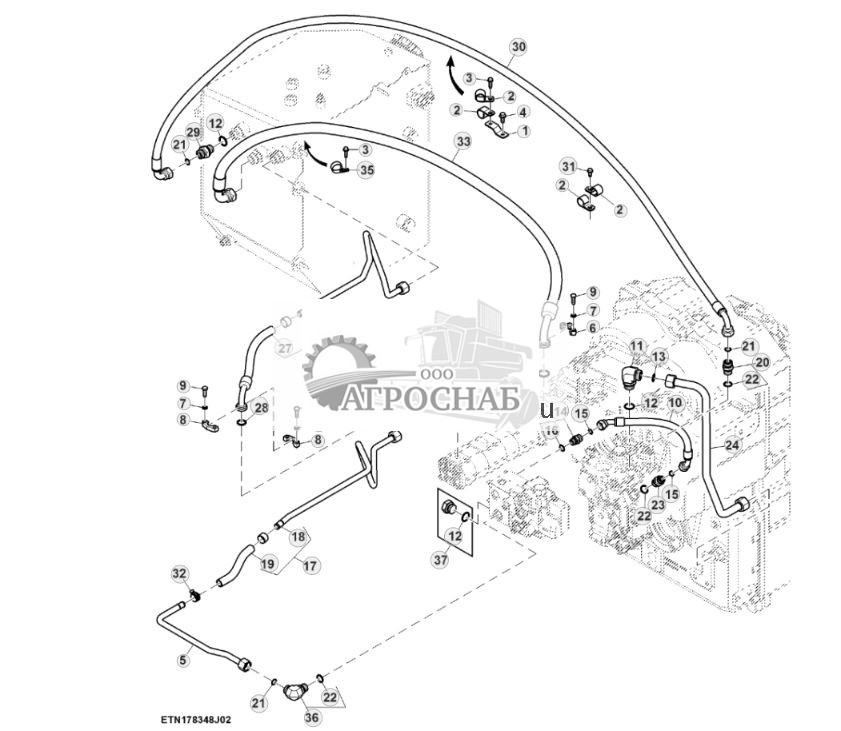Гидравлические линии, стандартный расход, без PTO, мост с двухступенчатым редуктором (23) (804101 - ) - ST906551 659.jpg